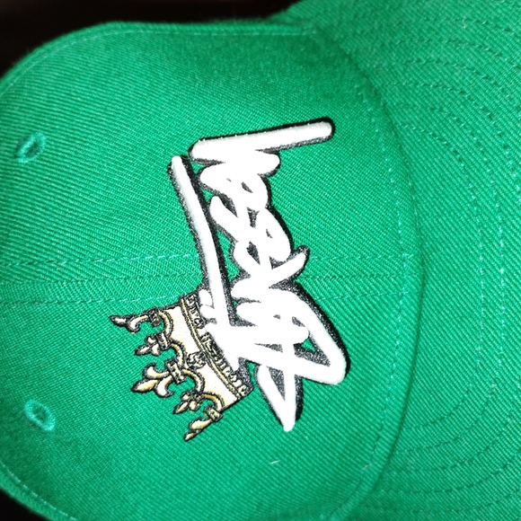 New Era 59Fifty Stussy Embroidered Logo Green Fitted Hat Vintage - Picture 2 of 11